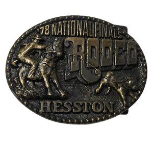 1978 NFR Rodeo Belt Buckle Hesston Cowboy Calf Roper National Finals Oklahoma